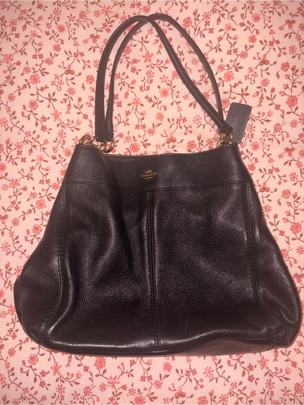 Coach Lexy Black Pebbled Leather Shoulder Bag